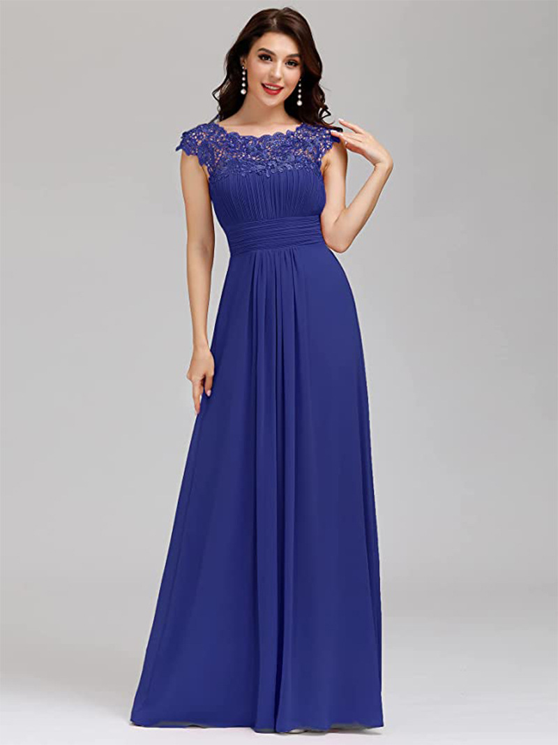 Elegant Floor Length Chiffon Empire Waist Evening Gown  Bridesmaid Long Dresses